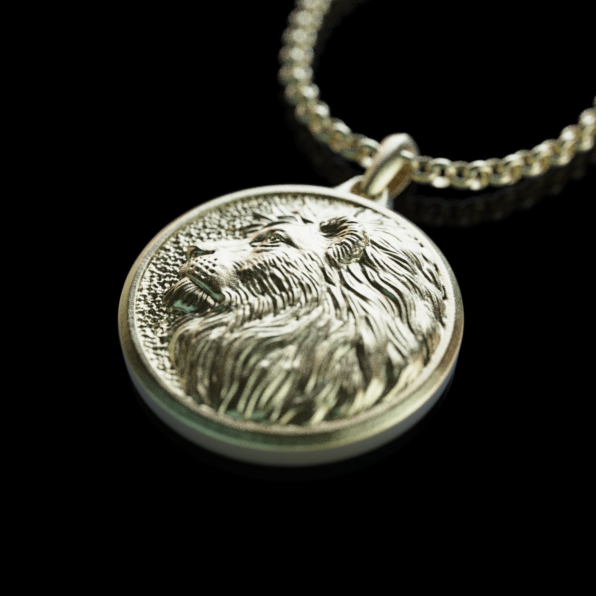 18K Solid Gold Lion Pendant Personalized Lion Necklace Gold - Etsy
