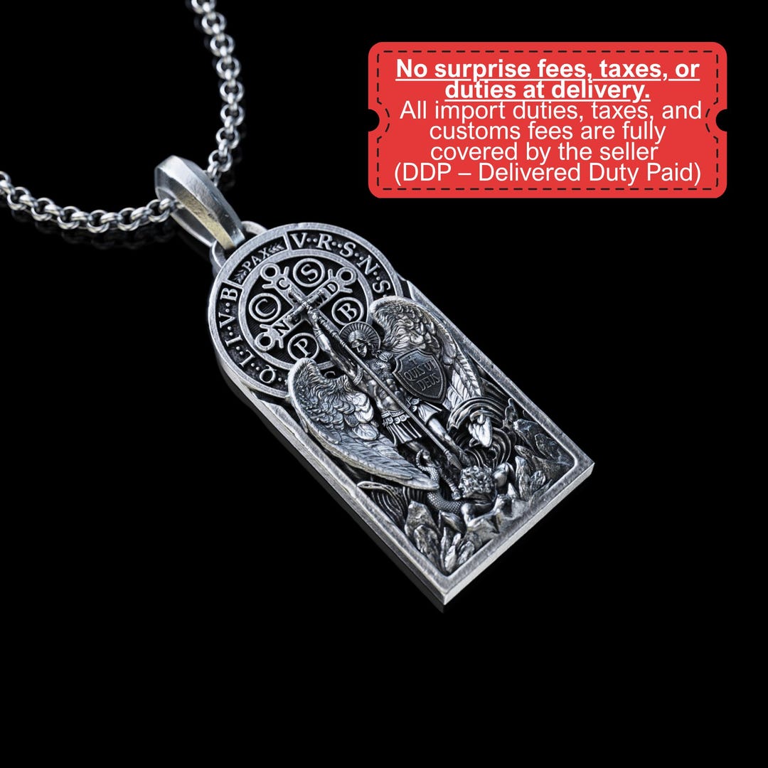 Handmade Archangel Saint Michael Necklace, Personalized Silver