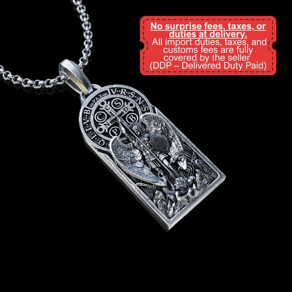 Handmade Archangel Saint Michael Necklace, Personalized Silver