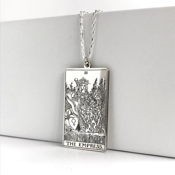 The Empress Tarot Card Necklace, Silver Tarot Necklace, Tarot Deck