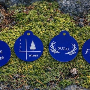 Personalized Round Blue Aluminum Dog Tag – Custom Engraved Pet ID Tag