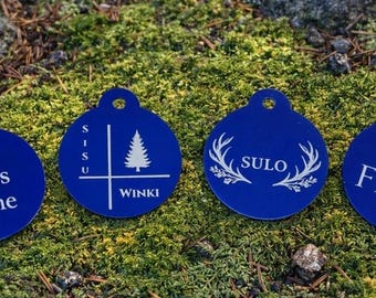 Personalized Round Blue Aluminum Dog Tag – Custom Engraved Pet ID Tag