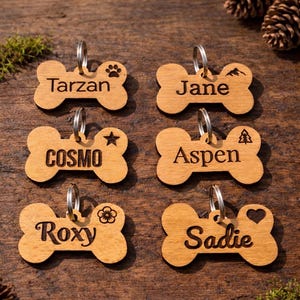 Personalized Wooden Dog Tag – Custom Engraved Pet ID Tag