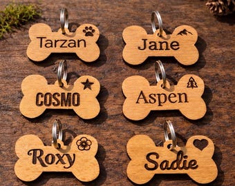 Personalized Wooden Dog Tag – Custom Engraved Pet ID Tag