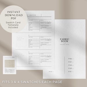 Printable Fabric Swatches Book Template with Swatch Cards | Perfect Sewing Room Organizer