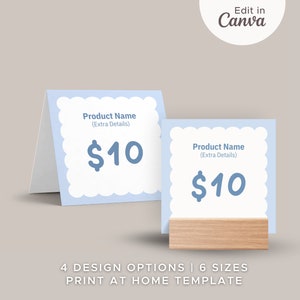 24 Modelos de Cartão de Preço de Prateleira Editáveis no Canva | Modelo de Lista de Preços para Feira de Artesanato | Placa para Pequenas Empresas | Expositor de Loja de Varejo de Itens Artesanais