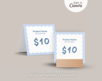 24 Editable Shelf Price Card Canva Template | Price List Template for Craft Fair | Small Business Sign | Handmade Item Retail Store Display