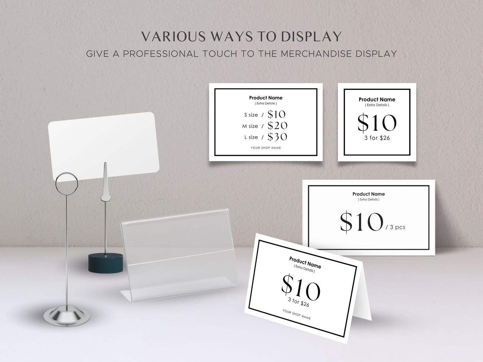 Editable Shelf Editable Shelf Price Card Template: Minimalist Craft Fair Display ...