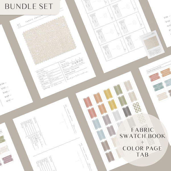 Printable Fabric Swatches Book Template, Swatch Cards & Editable Tab Dividers Template | Perfect Sewing Room Organizer