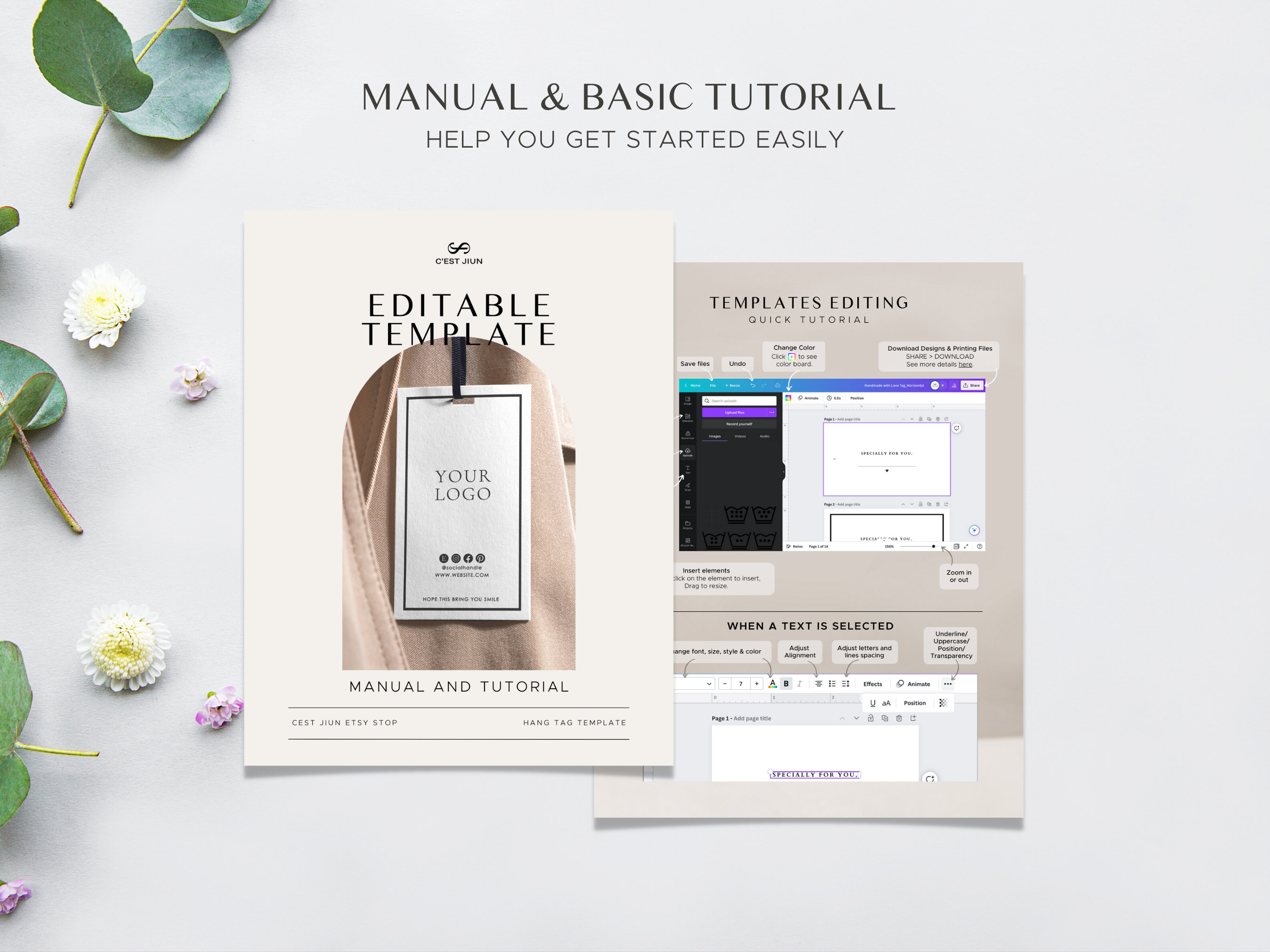 Editable Clothing Hang Tags Template With Washing Instructions Custom ...