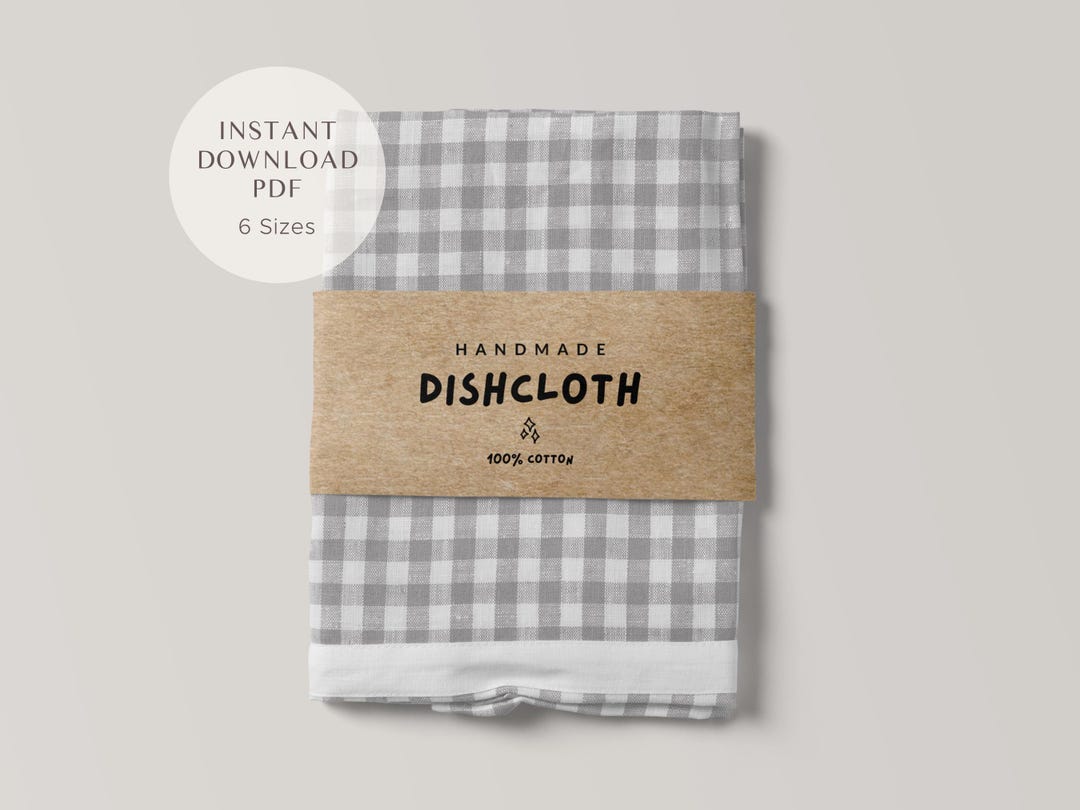 Dish Rag Label Printable Dishcloth & Washcloth Wrap Label: Handmade Product Care ...