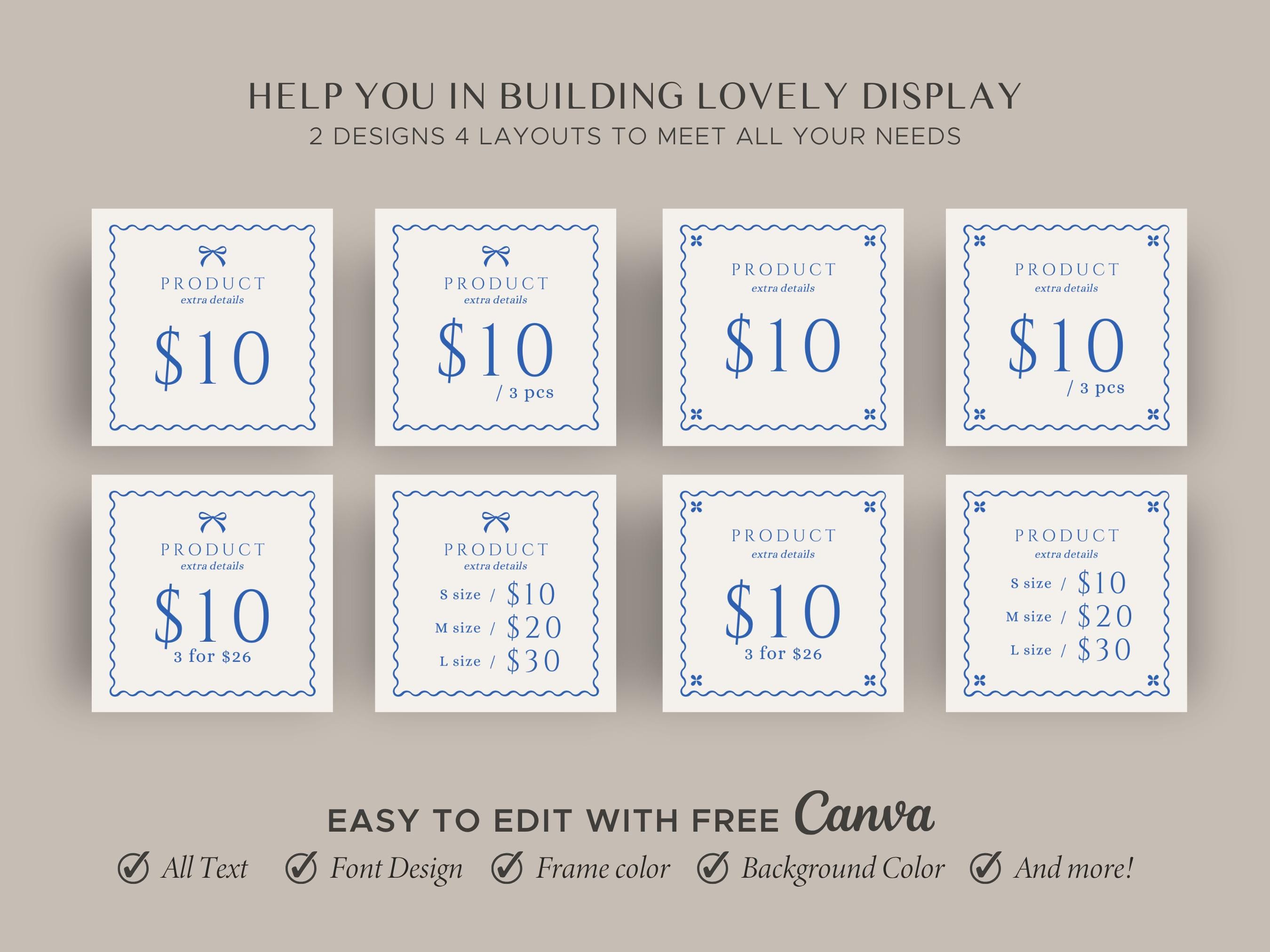 Editable Shelf Price Card Template: Cottage Core Craft Fair Display in ...