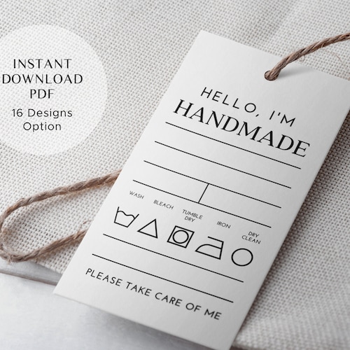 Care Instructions Tags for Handmade Knit Crochet Itemswashing Etsy