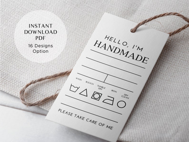 16 Printable Tags for Handmade Items With Care Instructions Etsy