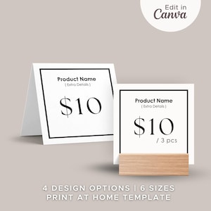 24 Modelos de Cartão de Preço de Prateleira Editáveis no Canva | Modelo de Lista de Preços para Feira de Artesanato | Placa para Pequenas Empresas | Expositor de Loja de Varejo de Itens Artesanais