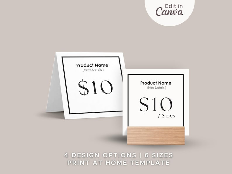 Editable Shelf Editable Shelf Price Card Template: Minimalist Craft Fair Display ...