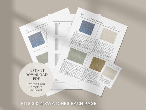 Printable Fabric Swatches Book Template With Swatch Cards Perfect