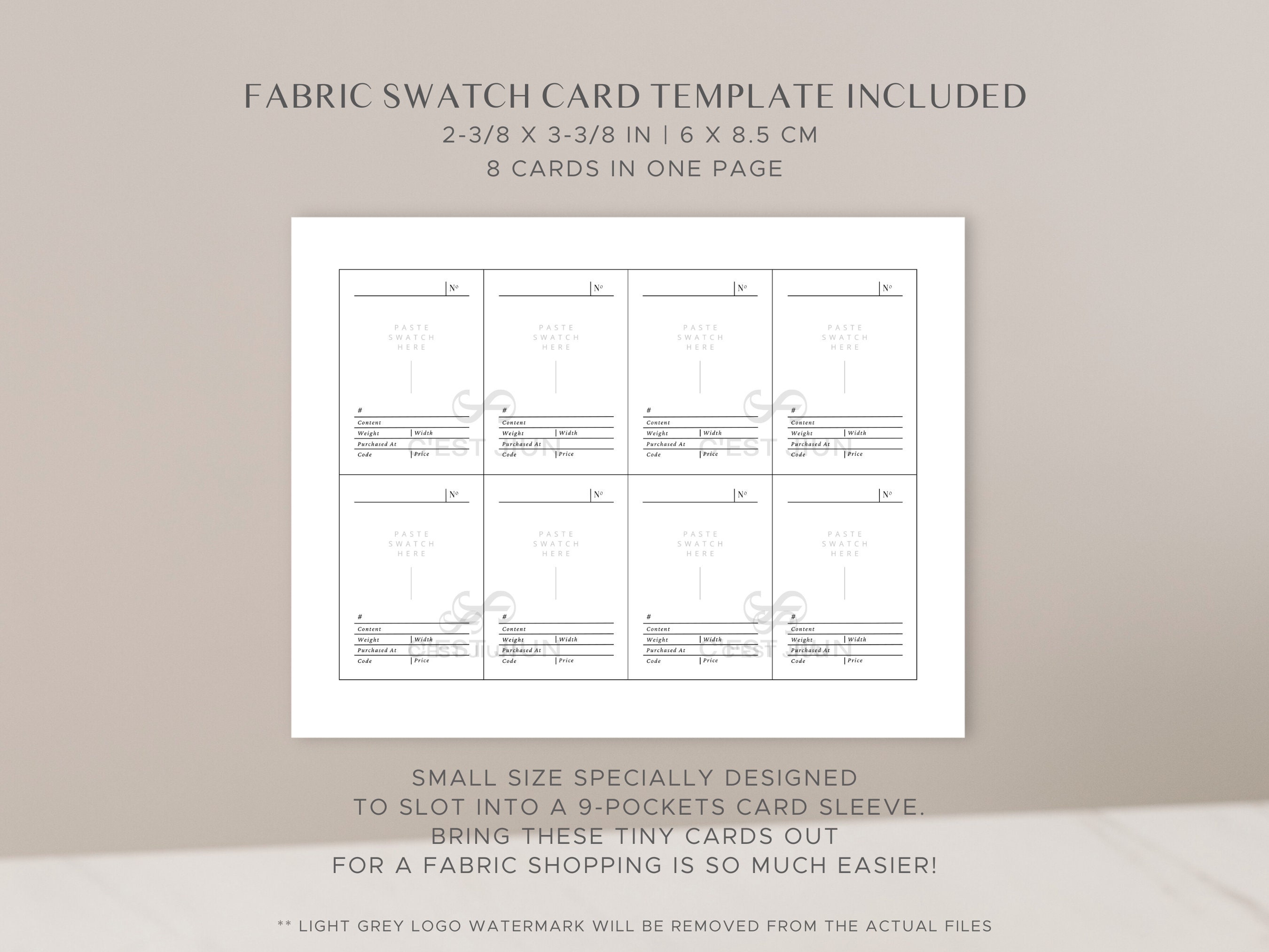 Printable Fabric Swatches Book Template With Swatch Cards Perfect