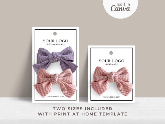 Editable Hair Clip Holder Display Card Template: DIY Craft Fair Retail Packaging (Canva)