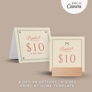 24 Modelos de Cartão de Preço de Prateleira Editáveis no Canva | Modelo de Lista de Preços para Feira de Artesanato | Estética Rosa | Expositor de Loja de Varejo de Itens Artesanais