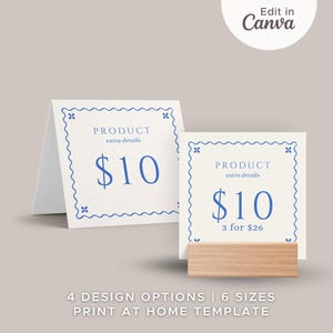 24 Modelos de Cartão de Preço de Prateleira Editáveis no Canva | Modelo de Lista de Preços para Feira de Artesanato | Placa para Pequenas Empresas | Expositor de Loja de Varejo de Itens Artesanais