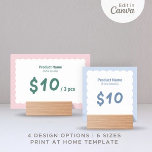 24 Modelos de Cartão de Preço de Prateleira Editáveis no Canva | Modelo de Lista de Preços para Feira de Artesanato | Placa para Pequenas Empresas | Expositor de Loja de Varejo de Itens Artesanais