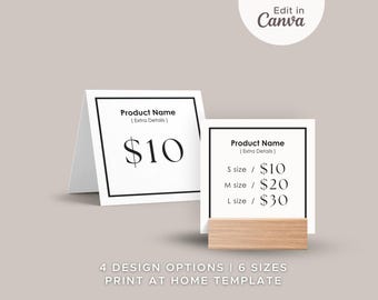 24 Editable Shelf Price Card Canva Template | Price List Template for Craft Fair | Small Business Sign | Handmade Item Retail Store Display