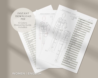 Printable Body Size Chart Fillable Women Measurement Template