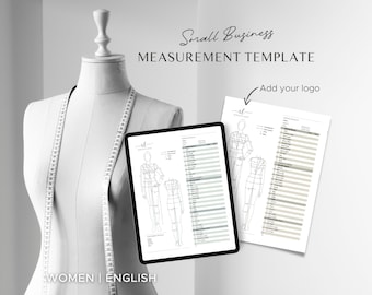 Printable Body Size Chart With Logo | Fillable Women Measurement Template | PDF Files