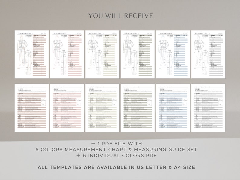 Printable Men Body Size Chart Fillable Men Measurement Form PDF Files &amp; Goodnotes Planner - Etsy