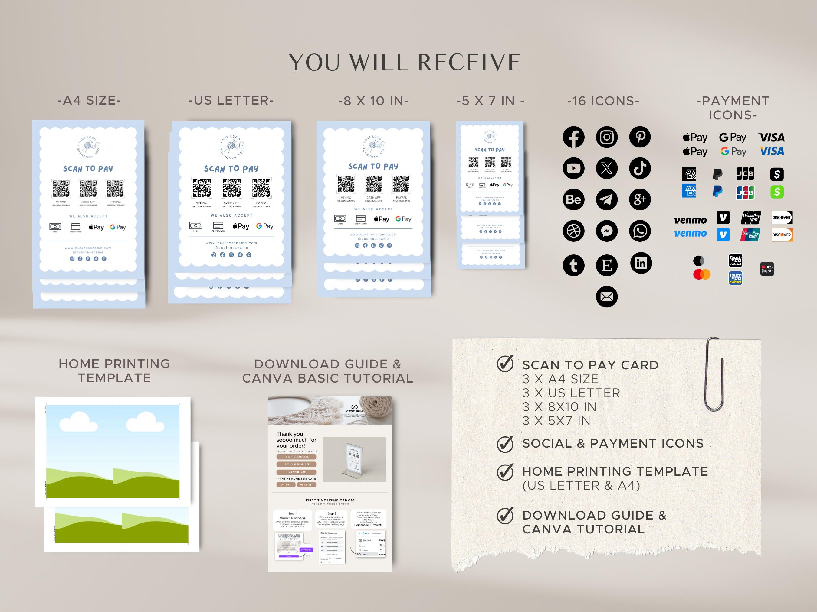Scan to Pay QR Code Sign: Craft Show Payment Display Canva Template ...