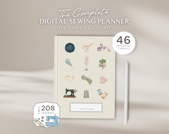 Hyperlinked Digital Sewing Planner: Project & Weekly Planner, Fabric Organizer (PDF, Goodnotes)