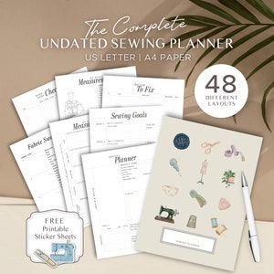 Printable Sewing Planner: Project, Fabric & Wardrobe Organizer (PDF)