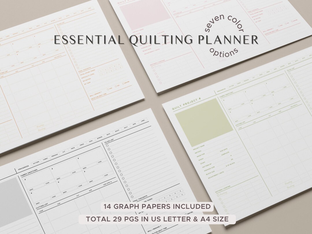 Quilting Planner | Printable Quilters Journal | Gifts for Quilters ...