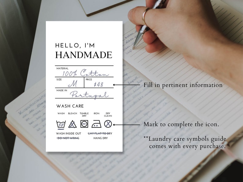 16 Printable Tags for Handmade Items With Care Instructions Etsy