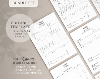 Editable Tshirt Order Form, Order Tracker & Invoice | Fillable PDF Tee Shirt Order Form | Template for Business | Instant Download