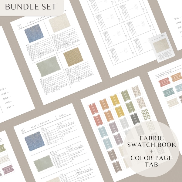Printable Fabric Swatches Book Template, Swatch Cards & Editable Tab Dividers Template | Perfect Sewing Room Organizer