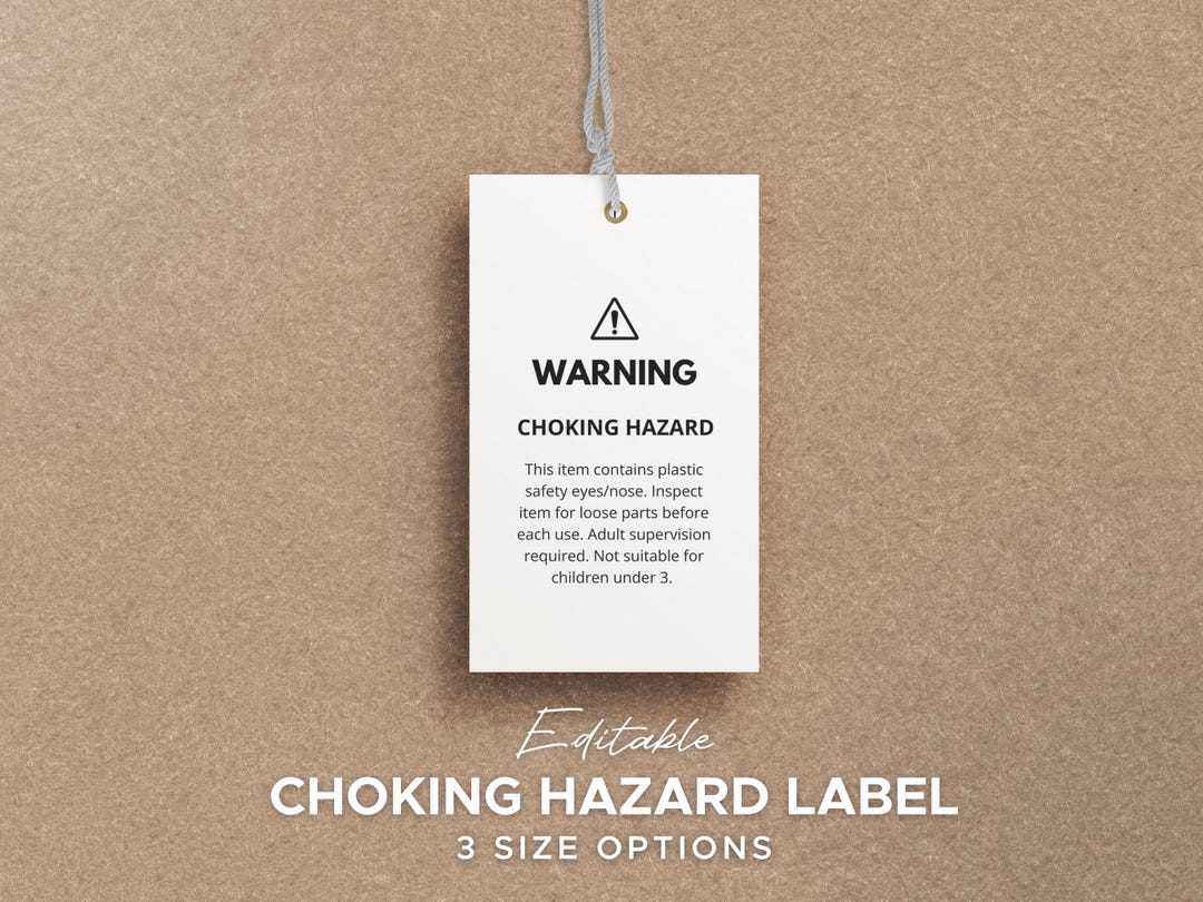 Printable Choking Hazard Label: Safety Eyes and Small Parts Warning Tag ...