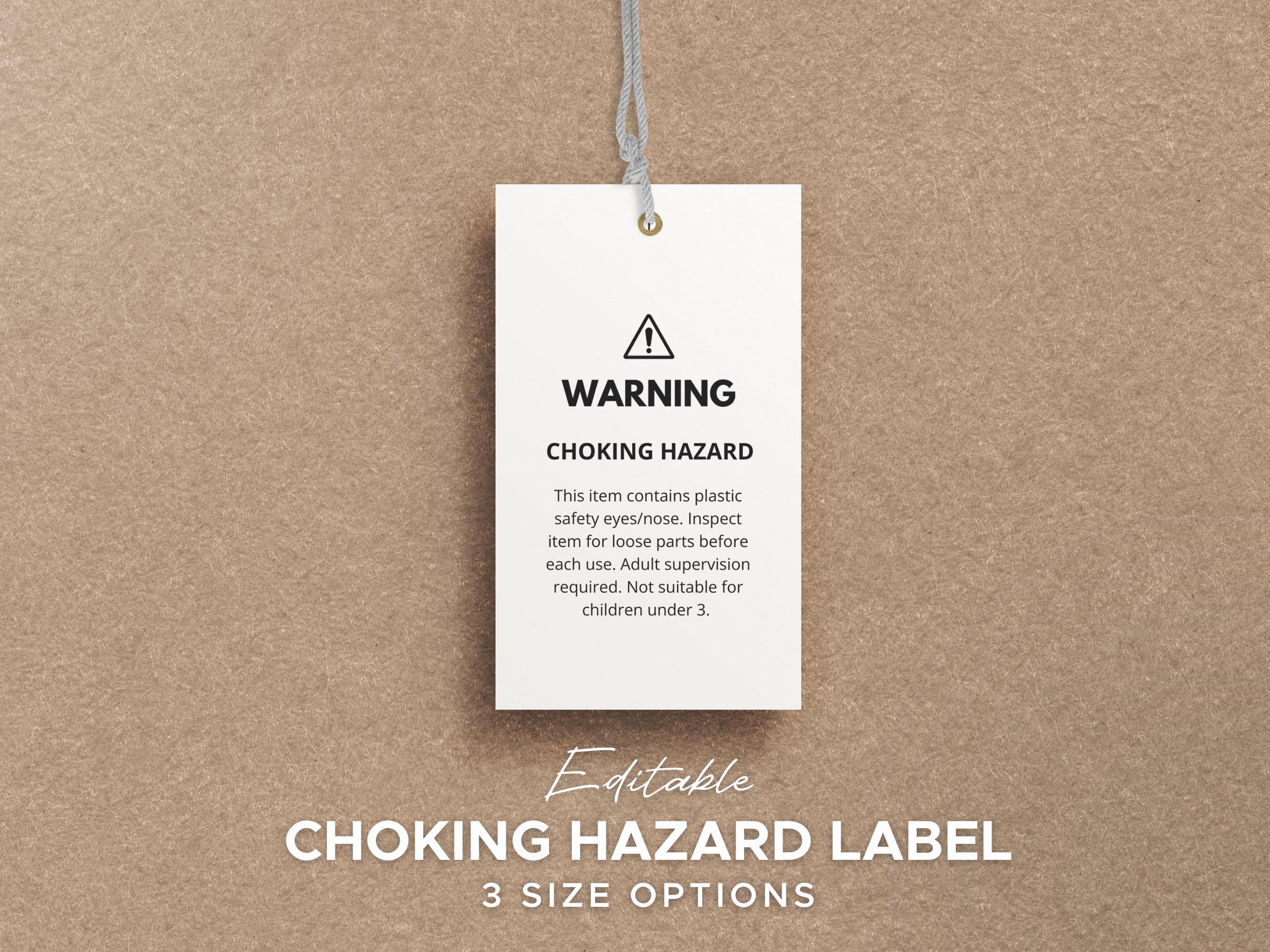Printable Choking Hazard Label: Safety Eyes and Small Parts Warning Tag ...