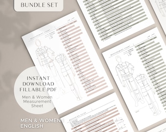 Body Size Chart Printable Digital Women Body Measurement Template, Sewing  Size Chart, Body Measurements Tracker,fillable Fashion Measurement 