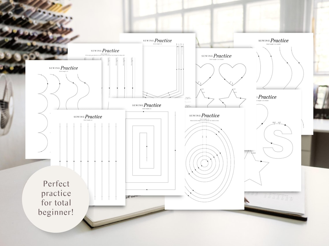 Beginner Sewing Practice Sheet: Printable Stitching Guide PDF (US ...