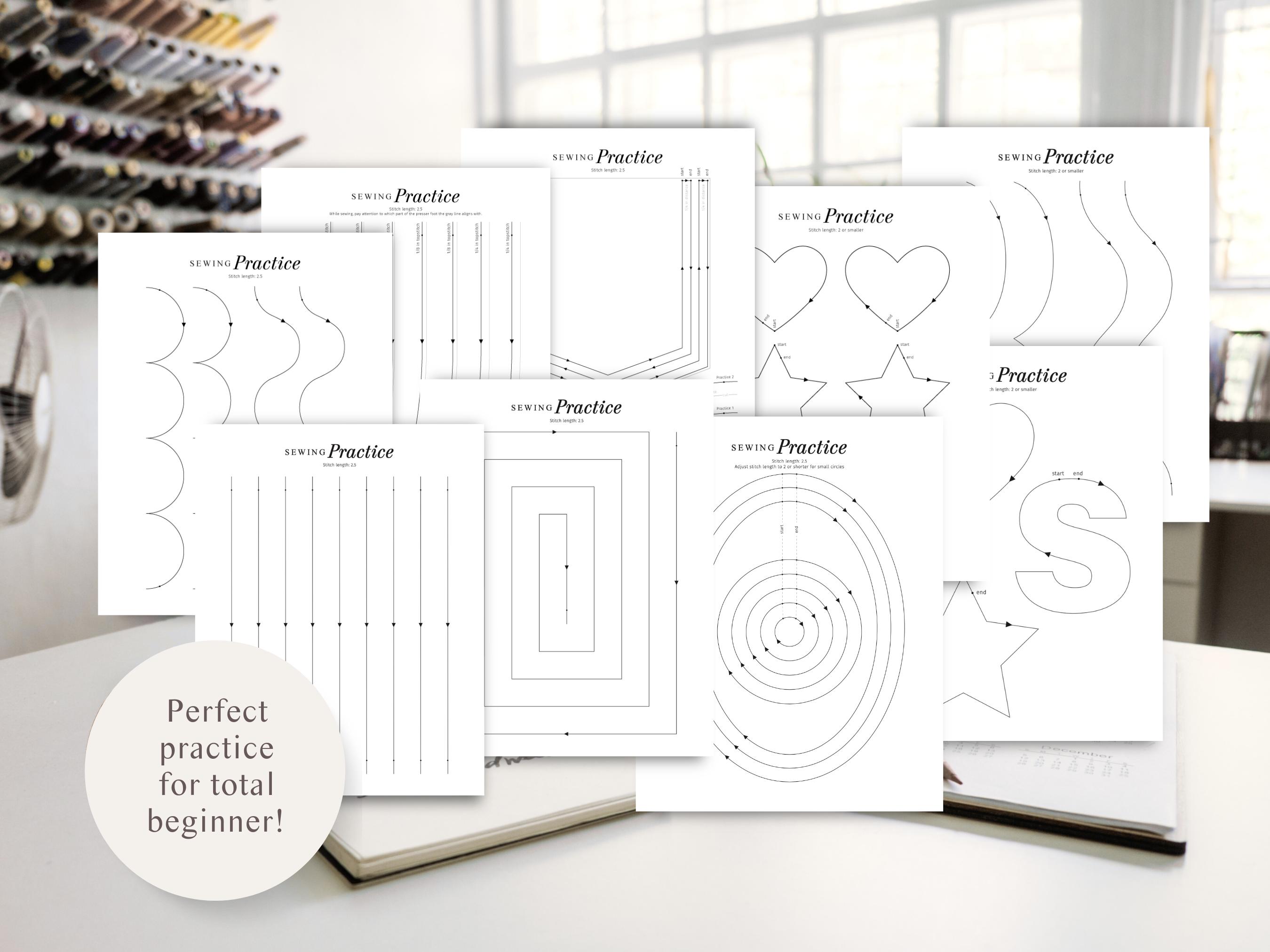 Stitching Guide Design Beginner Sewing Practice Sheet: Printable Stitching Guide PDF (US ...