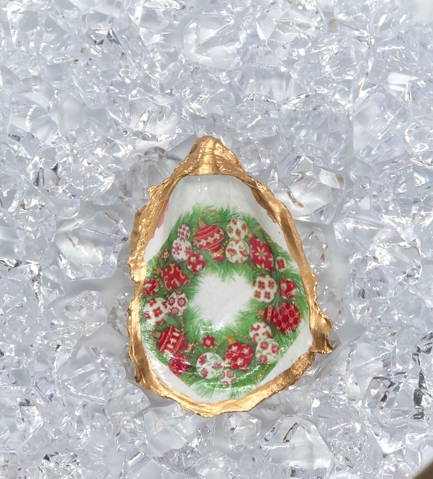 Oyster Shell Ornaments / Christmas Ornaments / Decoupage Etsy