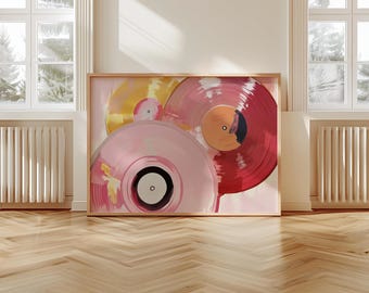 Retro Vinyl Record Player Watercolor Print (Digital Download)