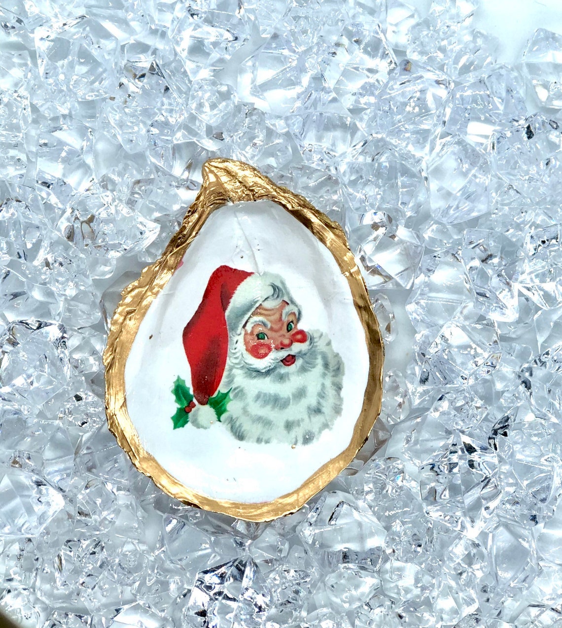 Oyster Shell Ornaments / Christmas Ornaments / Decoupage Etsy