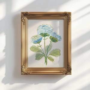 Rosas de repolho azul Arte moderna do sul Preppy Grandmillenial Pintura Floral Abstrata Arte de parede Impressão Coastal Grandma Download