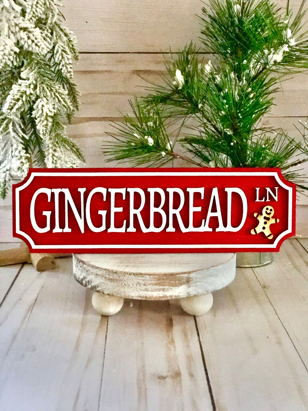 Christmas Street Sign / Gingerbread Street Sign / Tiered Tray Decor