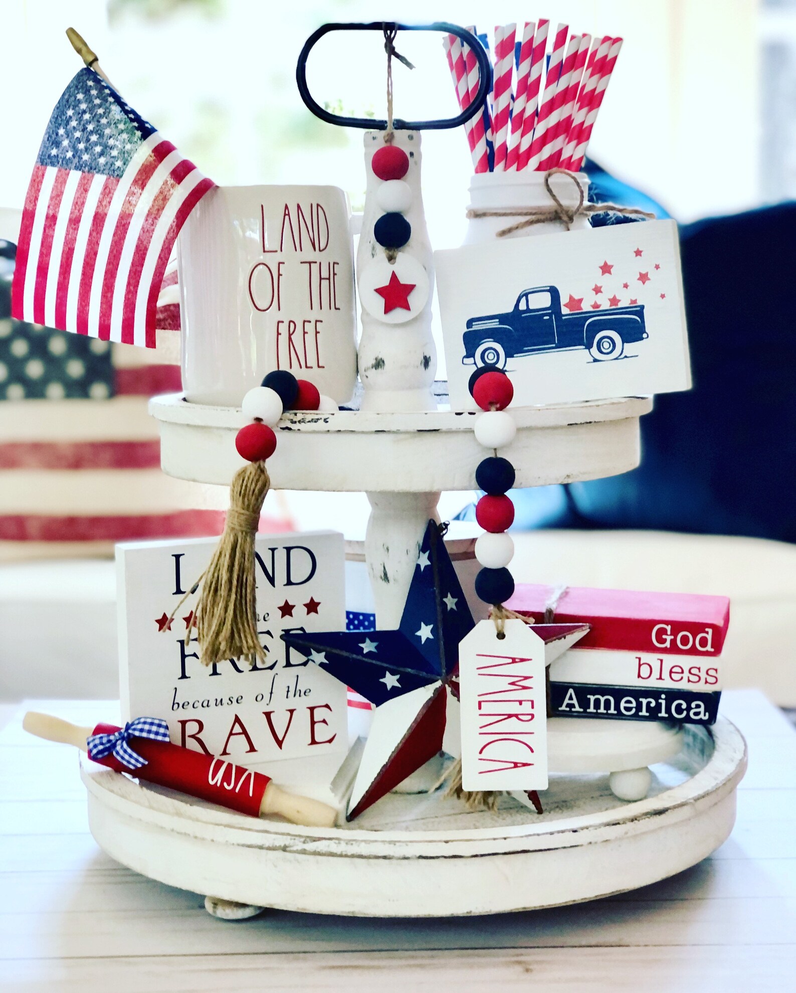 Patriotic Tiered Tray Bundle / 4th of July Decor / Tiered Tray | Etsy