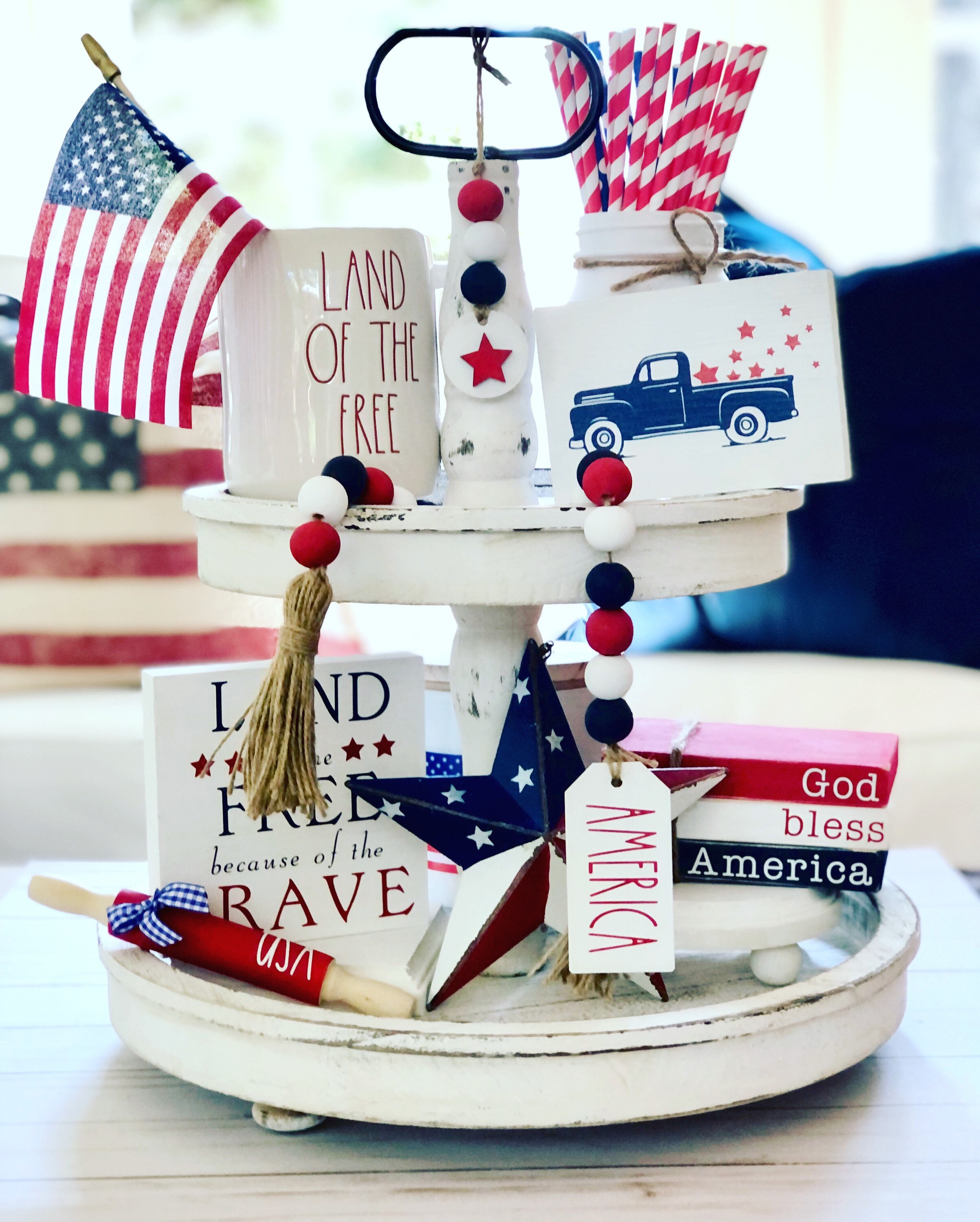 Patriotic Tiered Tray Bundle / 4th of July Decor / Tiered Tray Etsy