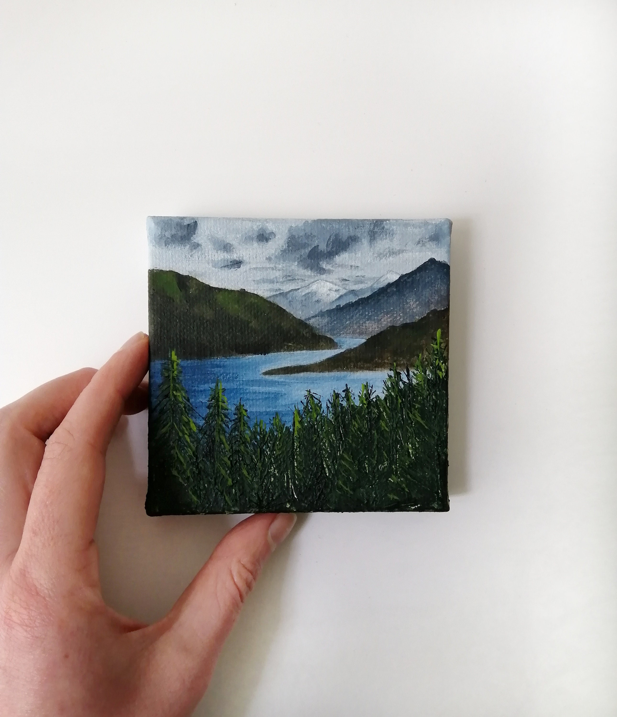 Small Canvas Print, Landscape Painting , Mountain Print, Print on Canvas,  Artprint, Small Painting, Tiny Canvas, Mini Canvas 4x4 Print 